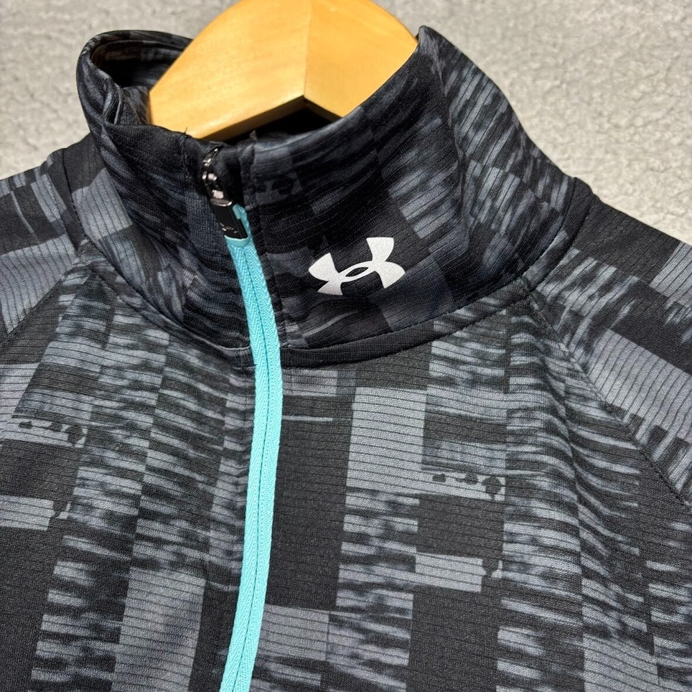Under Armour UA 1/4 Zip Pullover Threadborne Mens M Geometric Fitted Golf Casual - Picture 2 of 12